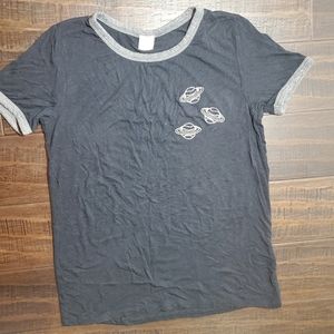 Darling Blue Black Tee sz Medium